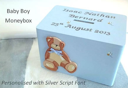 personalised money box for baby boy